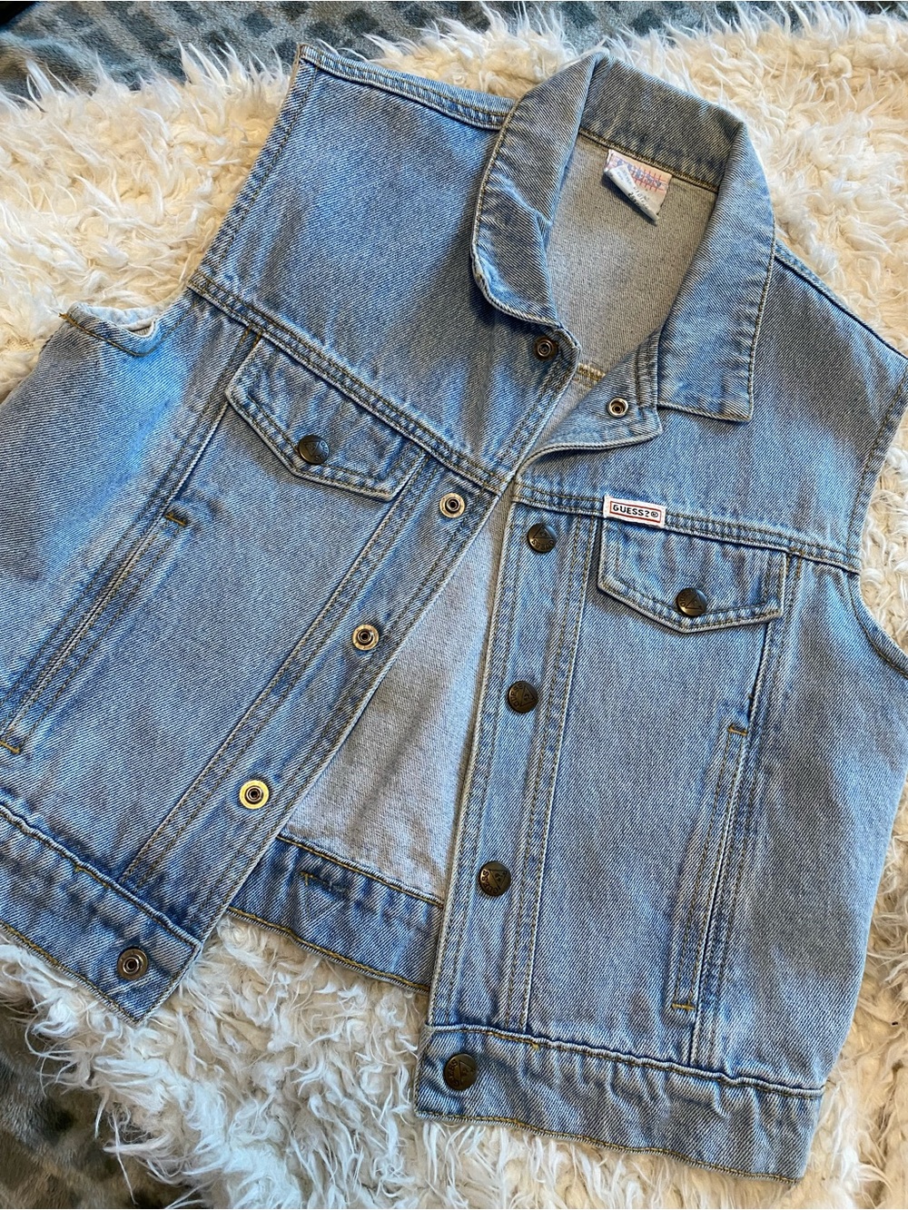Guess Light Blue Denim Vest